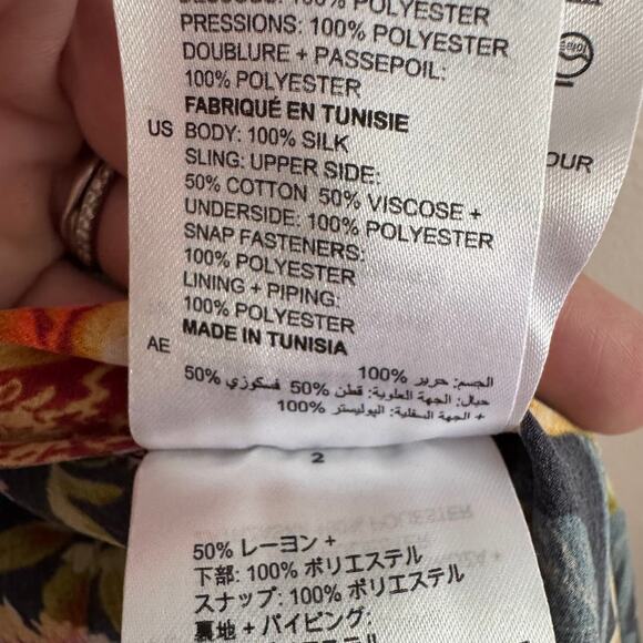 Sandro Paris Matti Floral-Print Silk Midi Dress Bow Shoulder Size EU 36, US 4 - Picture 7 of 11